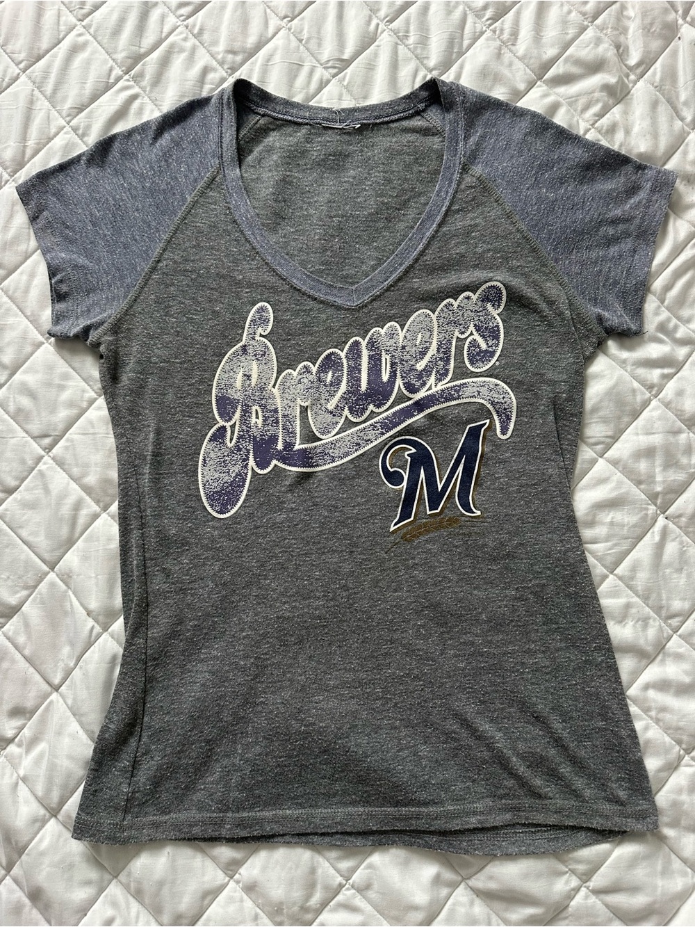 Brewers Women's Gray V-Neck Tee